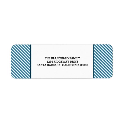 Étiquette Blue Diagonal Festive Stripes vacances (Devant)
