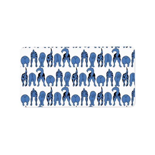 Étiquette Blue Dog Butts Pattern (Devant)