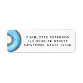 Étiquette Blue Donut Baby Sprinke Adresse de retour (Devant)