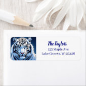 Étiquette Blue eyed White Tiger Personalized (En situation)