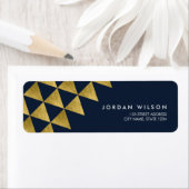 Étiquette Blue Faux Gold Triangle Abstrait Modern Address (En situation)