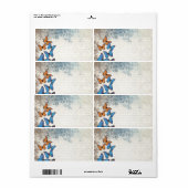 Étiquette Blue floral (Feuille entière)