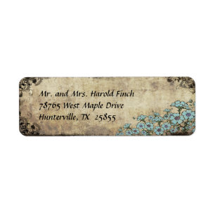 Étiquette Blue Floral Vintage Wedding Adresse de retour Labe