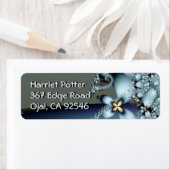 Étiquette Blue Gold Cute Abstrait Floral (En situation)