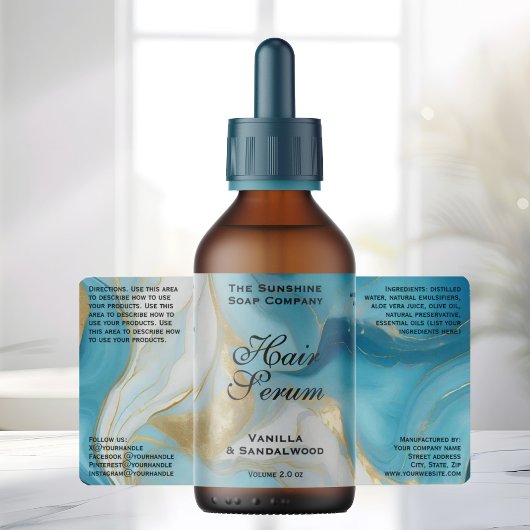 Étiquette Blue Gold Foil Cosmetics or Dropper Bottle Label