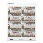 Étiquette Blue Gold Snowflake et bois Noël ou vacances (Feuille entière)