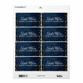 Étiquette Blue Gold Stars Celestial Starry Sky Party (Feuille entière)