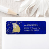 Étiquette Blue Gold Stars Georgia Adresse de retour (En situation)