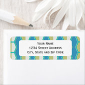 Étiquette Blue Green Hexagon Retro 70's Motif (En situation)