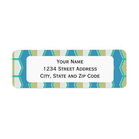 Étiquette Blue Green Hexagon Retro 70's Motif (Devant)