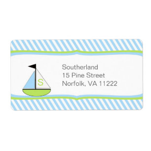 Étiquette Blue Green Sailboat Baby shower Adresse ou Favoris