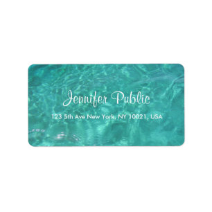 Étiquette Blue Green Sea Aqua Script manuscrit Eau