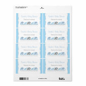 Étiquette Blue & Grey Elephants Baby shower Bouteille d'eau (Feuille entière)