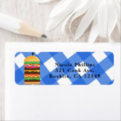 Étiquette Blue Hamburger Summer Cuisine Barbecue Invitation (En situation)