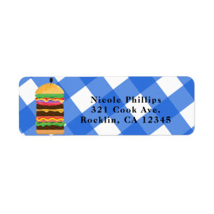 Étiquette Blue Hamburger Summer Cuisine Barbecue Invitation