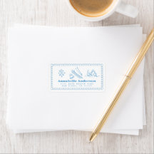 Blue Hand-Drawn Après Ski Adresse de la licence