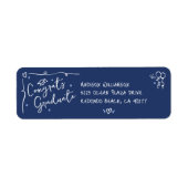 Étiquette Blue Hand Drawn Doodle Style Graduation Address (Devant)