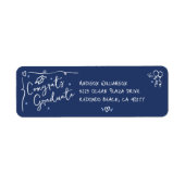 Étiquette Blue Hand Drawn Doodle Style Graduation Address (Devant)