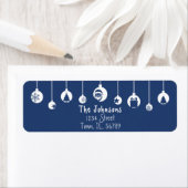 Étiquette Blue Hanging Ornament Return Address Label (En situation)
