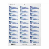 Étiquette Blue Hat Snowman Christmas Tree Return Address (Feuille entière)