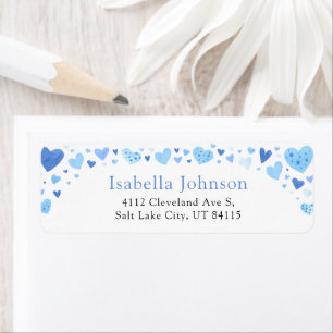 Étiquette Blue Hearts Valentine's Day Adresse de retour
