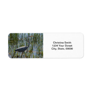 Étiquette Blue Heron Bird Photo Personnaliser Adresse de ret