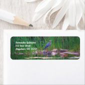 Étiquette Blue Heron Nature Painting Adresse (En situation)