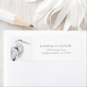 Étiquette Blue Heron Water Bird Sketch Adresse du Mariage (En situation)