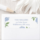 Étiquette Blue Hydrangea Adresse de retour personnalisée (En situation)