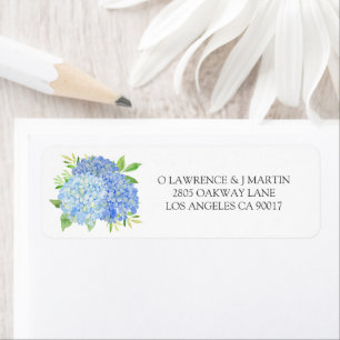 Étiquette Blue Hydrangea Feuille Floral Mariage