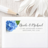 Étiquette Blue Hydrangea Floral Adresse de retour (En situation)