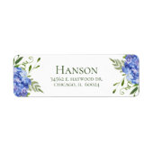 Étiquette Blue Hydrangeas Adresse de retour (Devant)