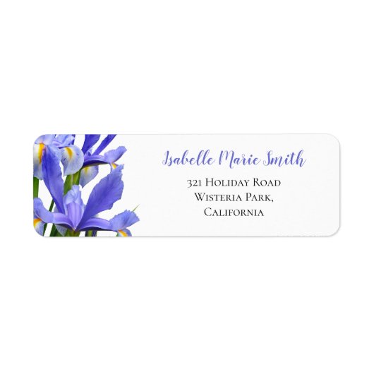 Étiquette Blue Irises Floral Mariage Modern Return Adresse (Devant)