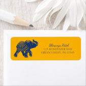 Étiquette Blue Jewant Elephant Jaune Adresse de retour (En situation)