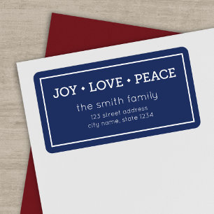 Étiquette Blue Joy Love Peace Modern Holiday Adresse