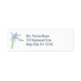 Étiquette Blue Lilies Watercolor Mariage Adresse de retour