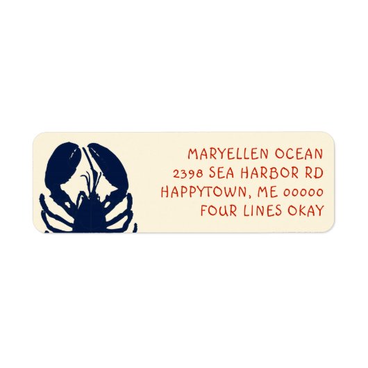 Étiquette Blue Lobster Ecru Return Address Labels (Devant)