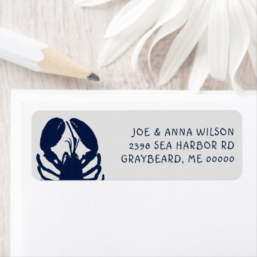 Étiquette Blue Lobster Gray Return Address Labels (En situation)