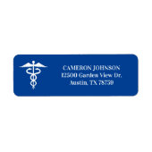 Étiquette Blue Médicale Caduceus Doctor Adresse de retour (Devant)