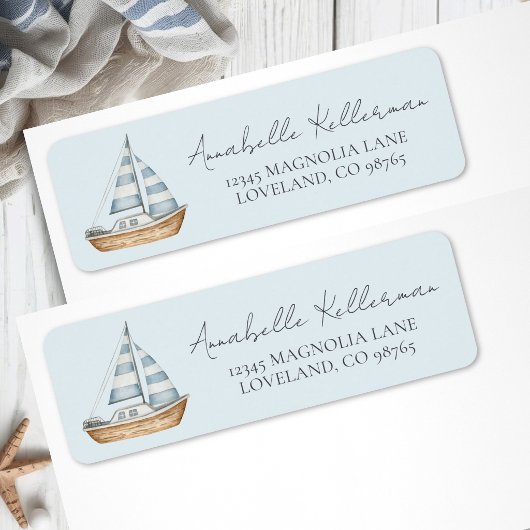 Étiquette Blue Nautical Return Address