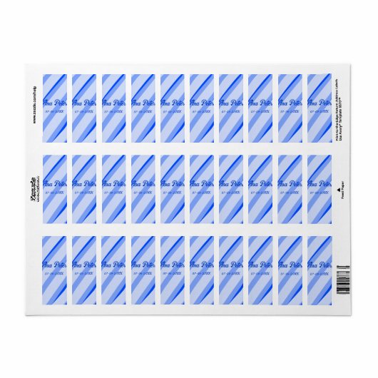 Étiquette Blue pastel add name date boho retro lines pattern (Feuille entière)