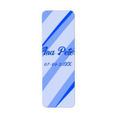 Étiquette Blue pastel add name date boho retro lines pattern (Devant)