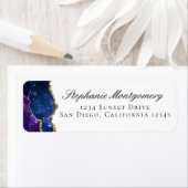 Étiquette Blue Purple Gold Veins Agate Adresse (En situation)