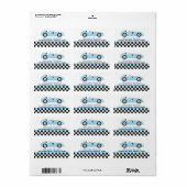 Étiquette Blue Racecar Racecar Course Vintage course Voiture (Feuille entière)