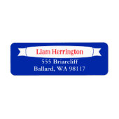 Étiquette Blue & Red Address Label with Banner (Devant)