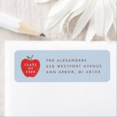 Étiquette Blue Red Apple Preschool Graduation Address Label (En situation)