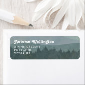 Étiquette Blue Retro Mountains and Forest Return Address (En situation)