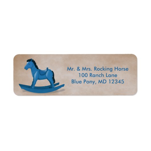 Étiquette Blue Rocking Horse Baby Boy Personnalisé (Devant)