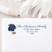 Étiquette Blue Rose Gold Leaf (En situation)