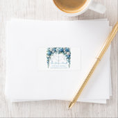 Étiquette Blue Rose & Silver Cross Baptism Return Address  (En situation)